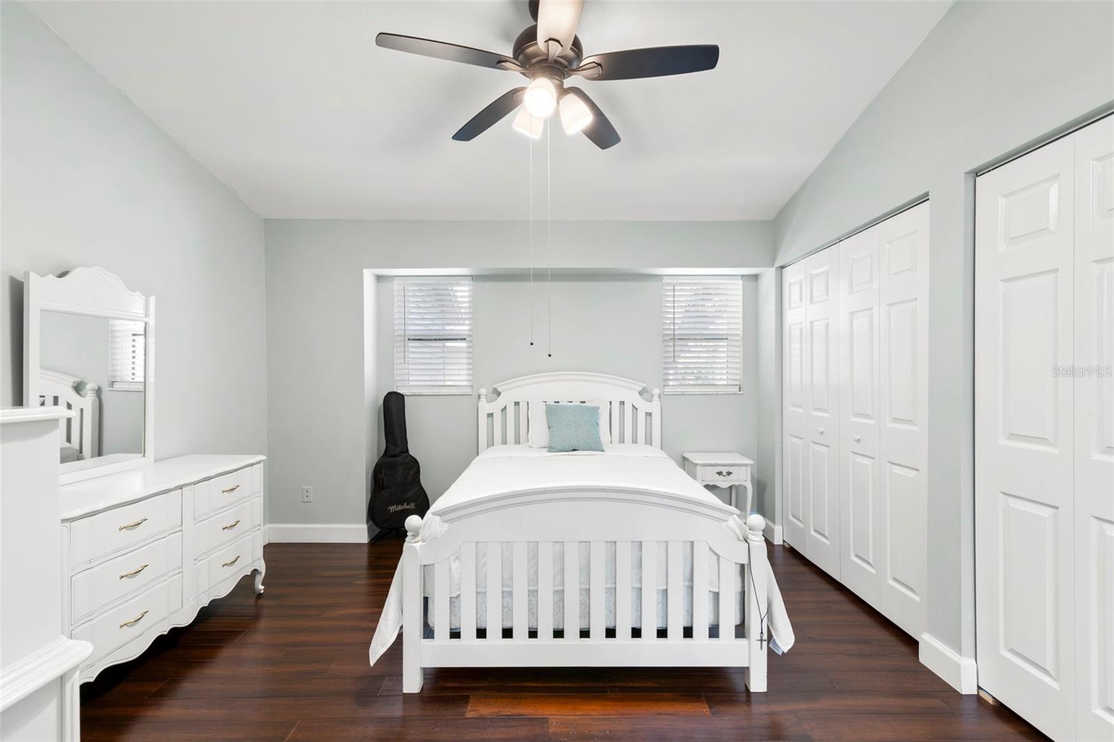 Spacious 2nd bedroom with two closets plus linen storage closet