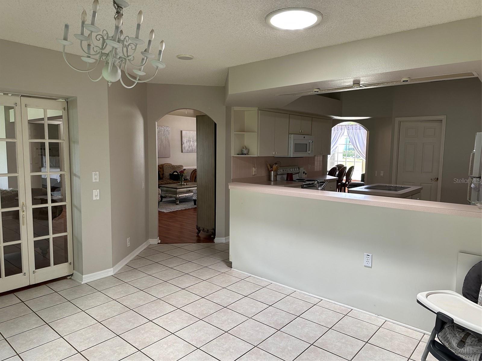 Spacious eating space in kitchen. Large breakfast bar