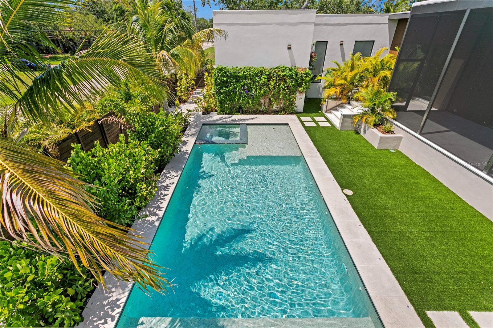 Pool view from guest suite balcony