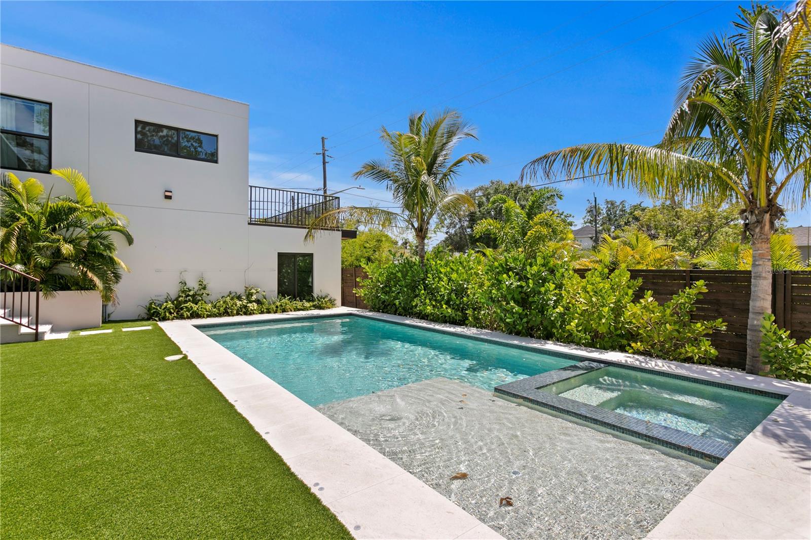 Lush pool space