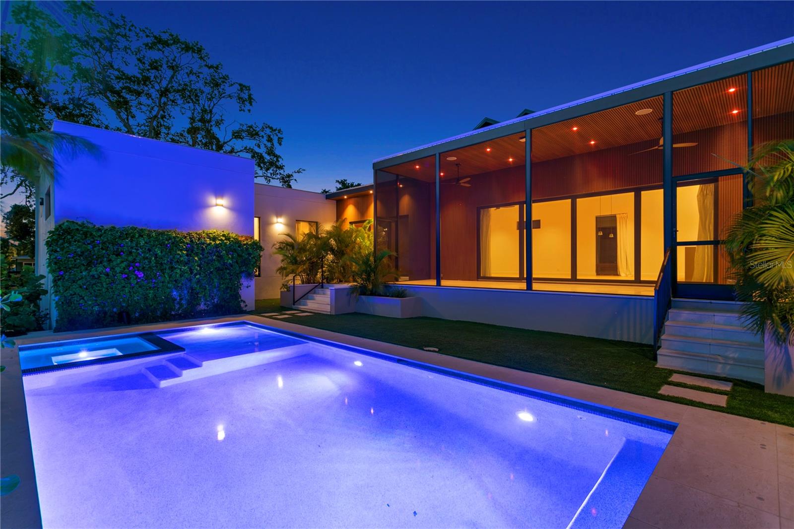 Pool with a view of the house