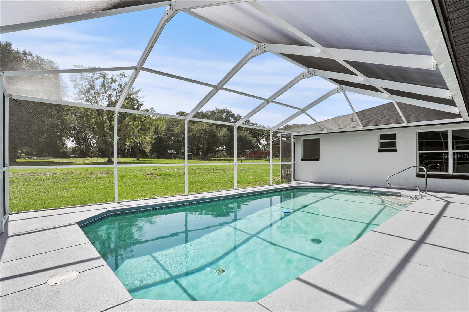 Screened in pool view
