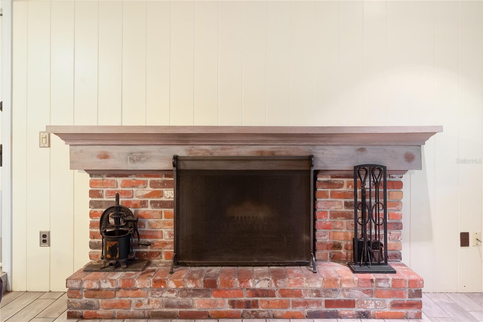 Wood burning fireplace