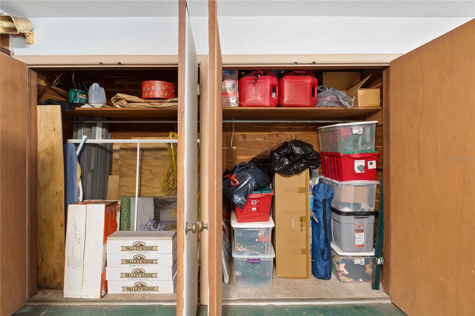 Cedar storage closets in garage