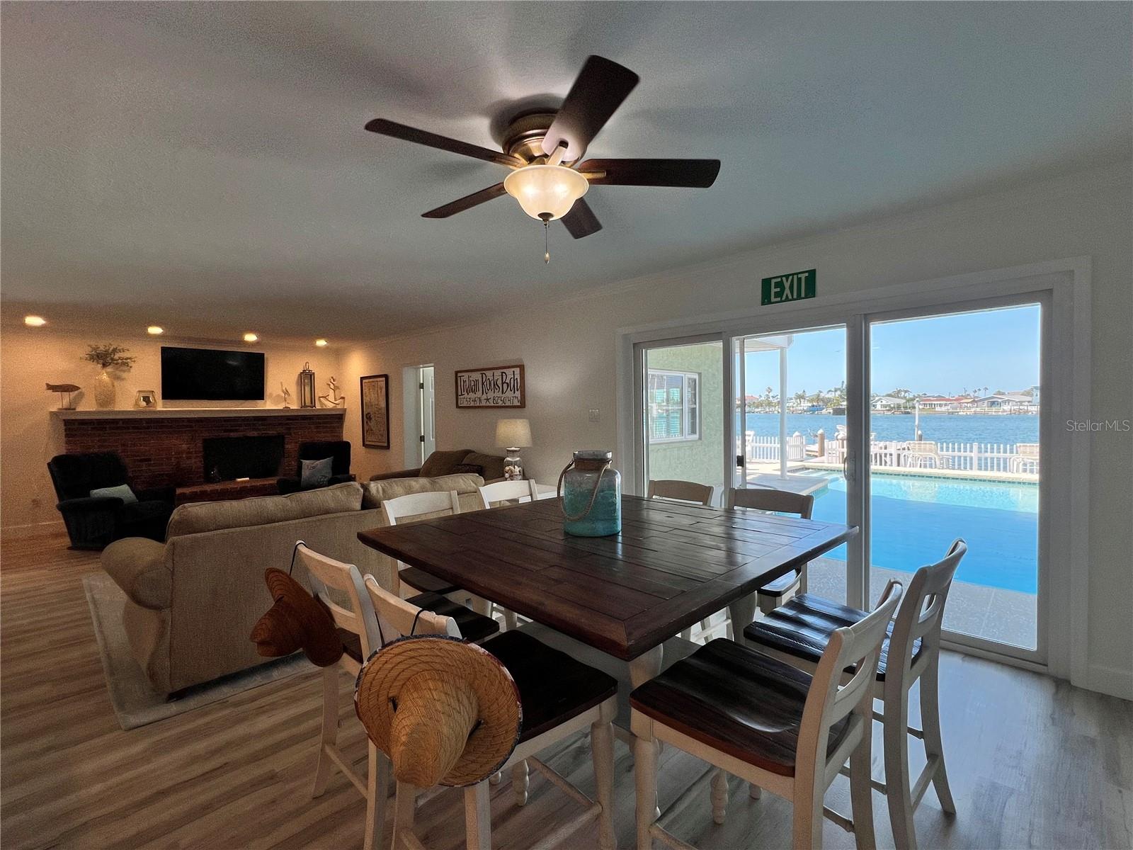 Dining room with water views
