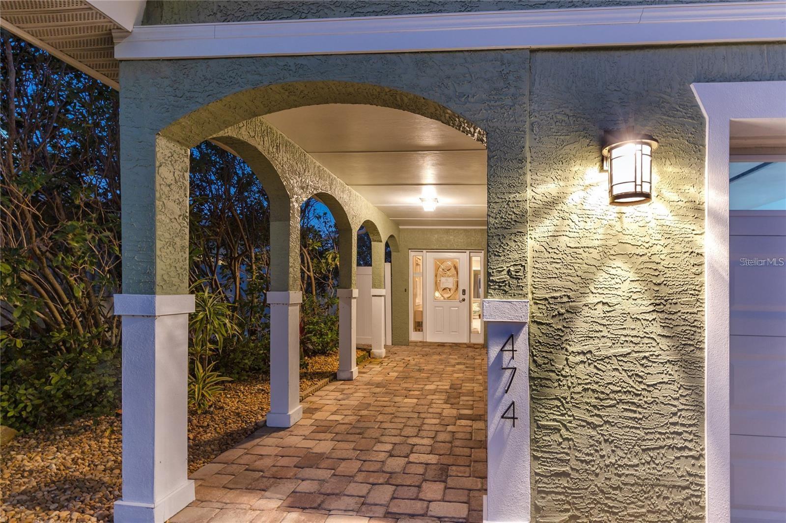 Front entry at dusk