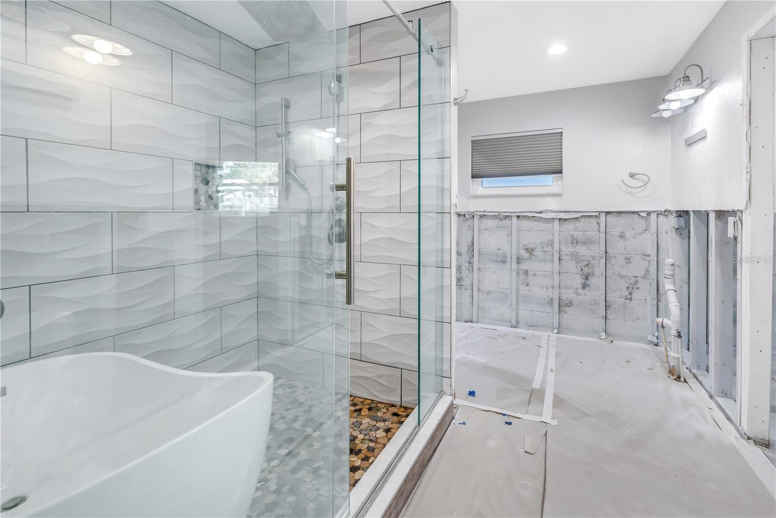 Main bath - shower & vanity space