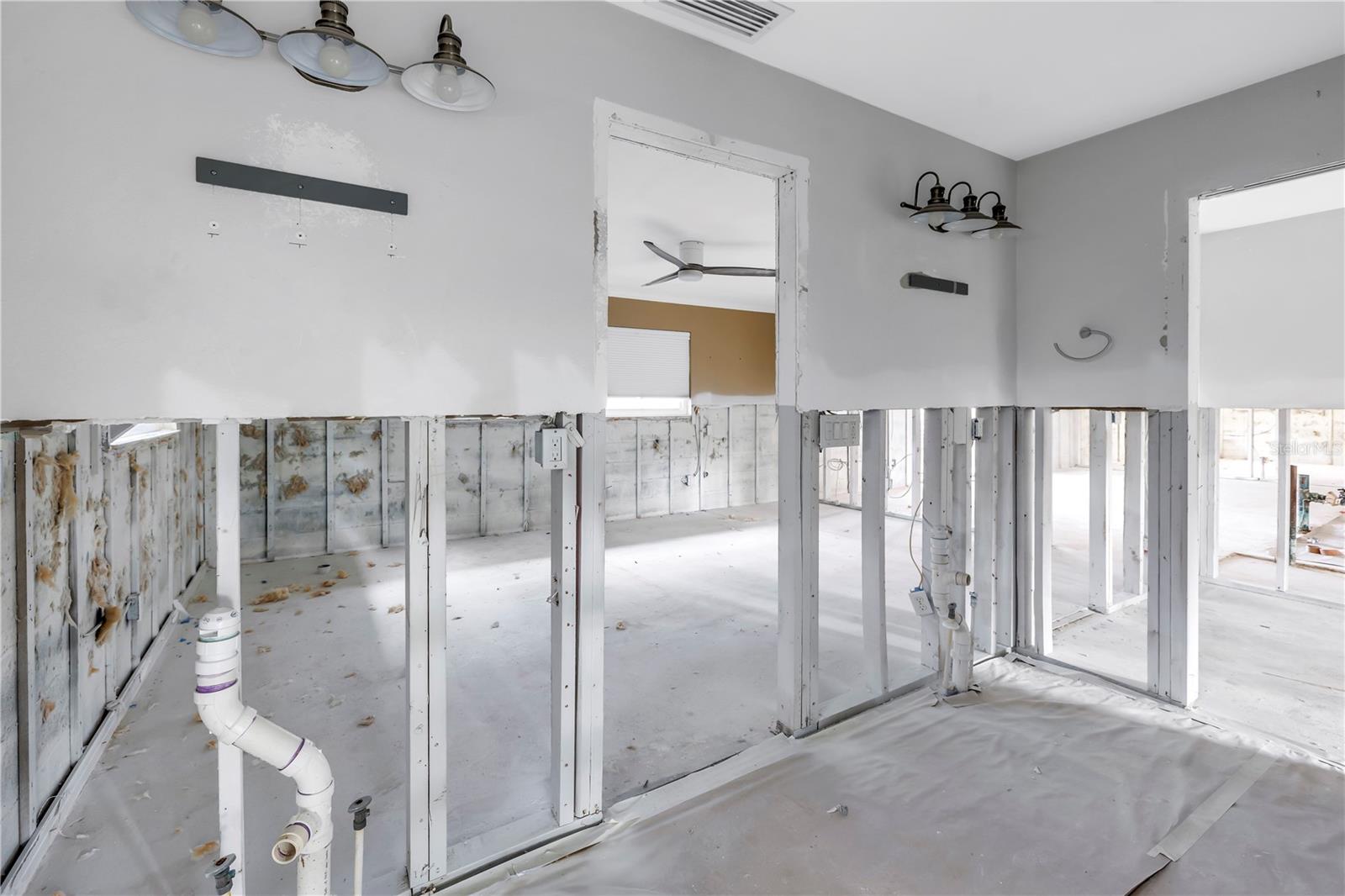 Bathroom looking out toward bedroom