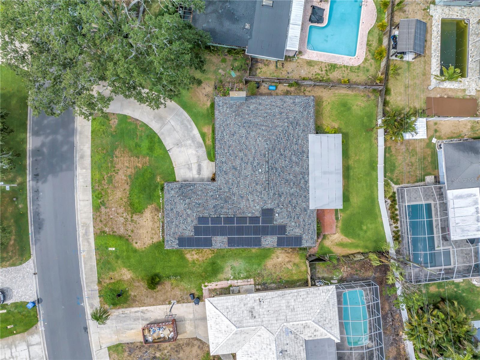 Overhead view shows the solar panels