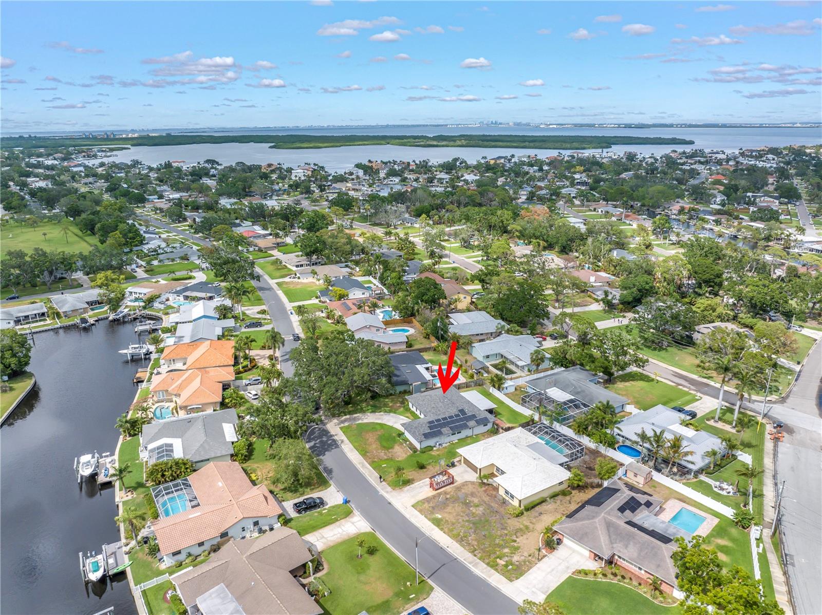 Overhead view - waterfront homes across the street (those homes did not flood)