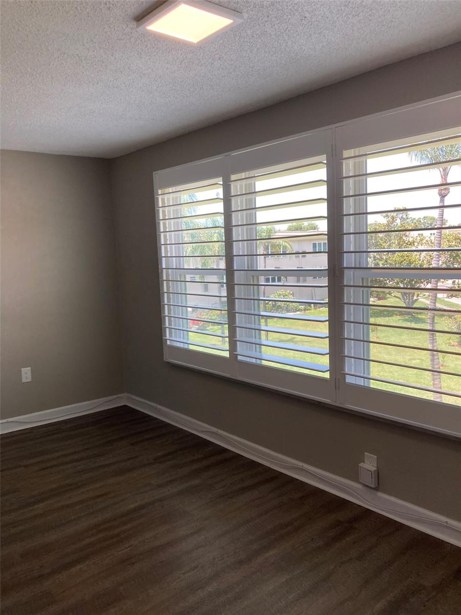 Plantation shutters throughout