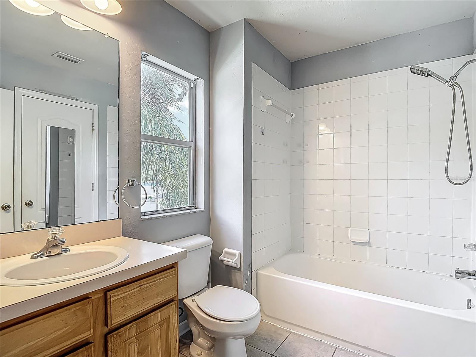 Another view of full bath. Window faces north.