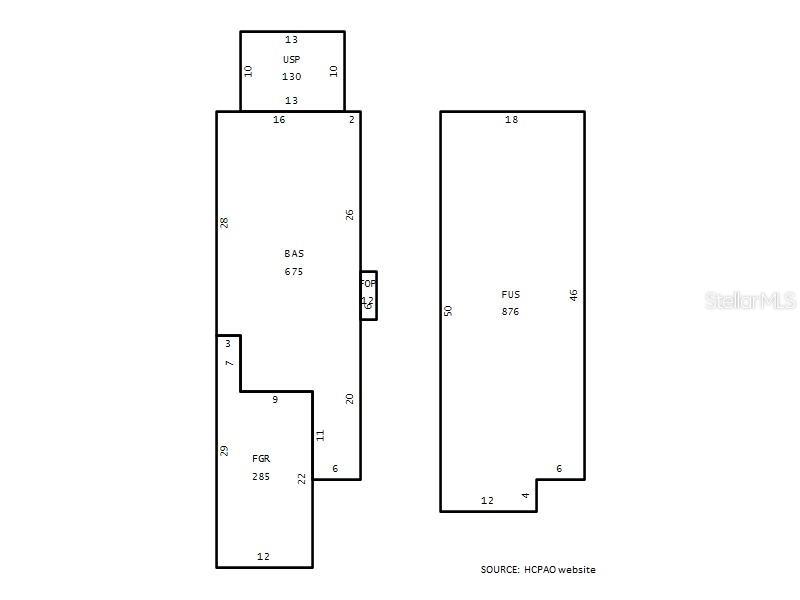 This building sketch is from the property appraiser website. Please measure as I am not certain about the accuracy.