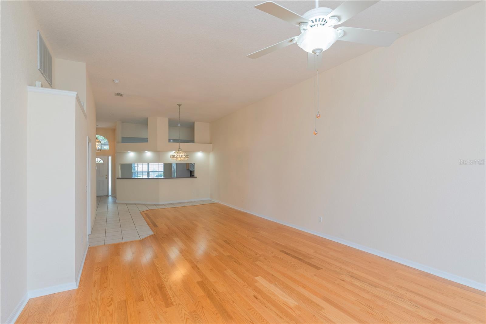 Living room with wood floors.