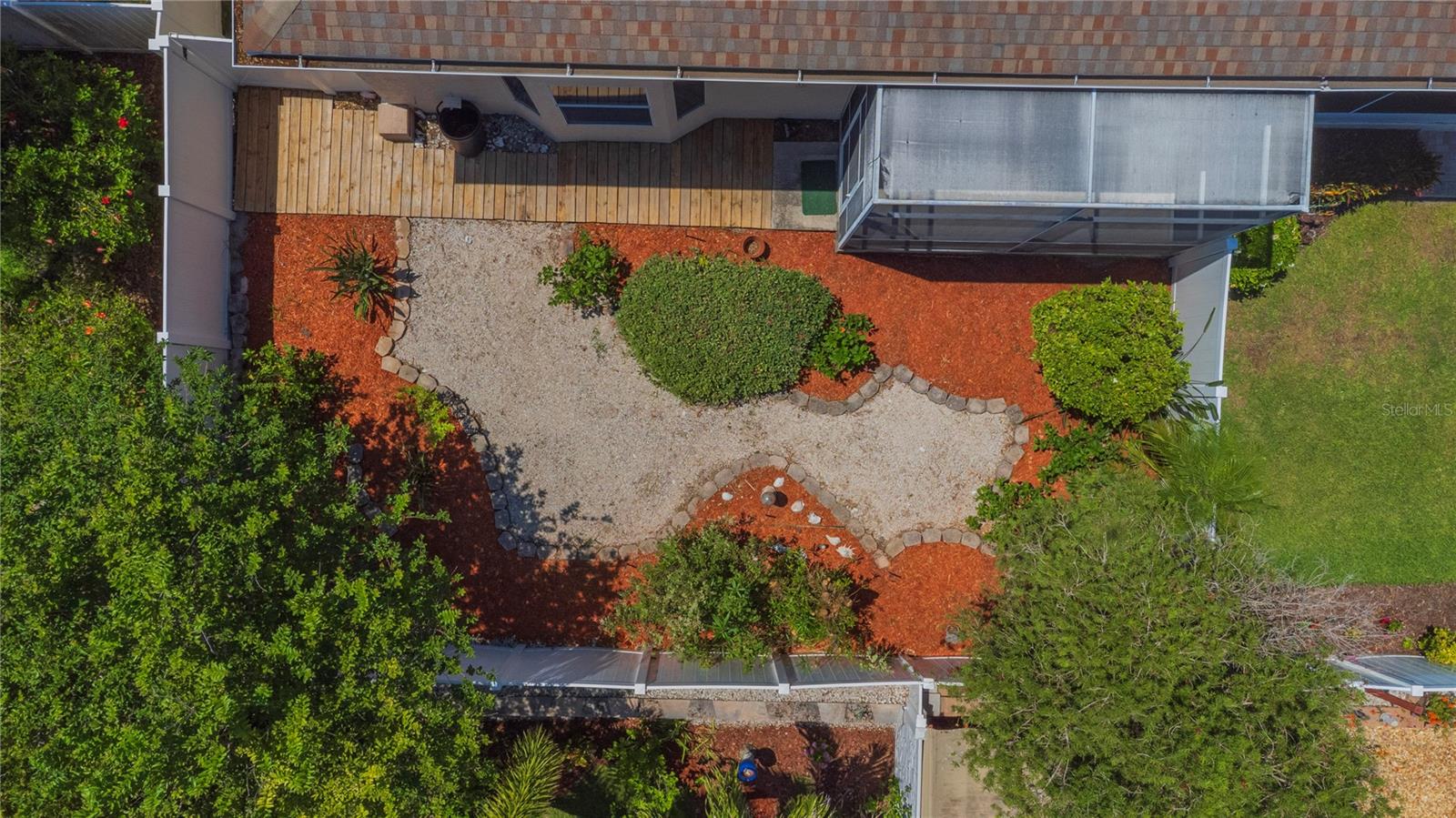 Aerial view of the backyard