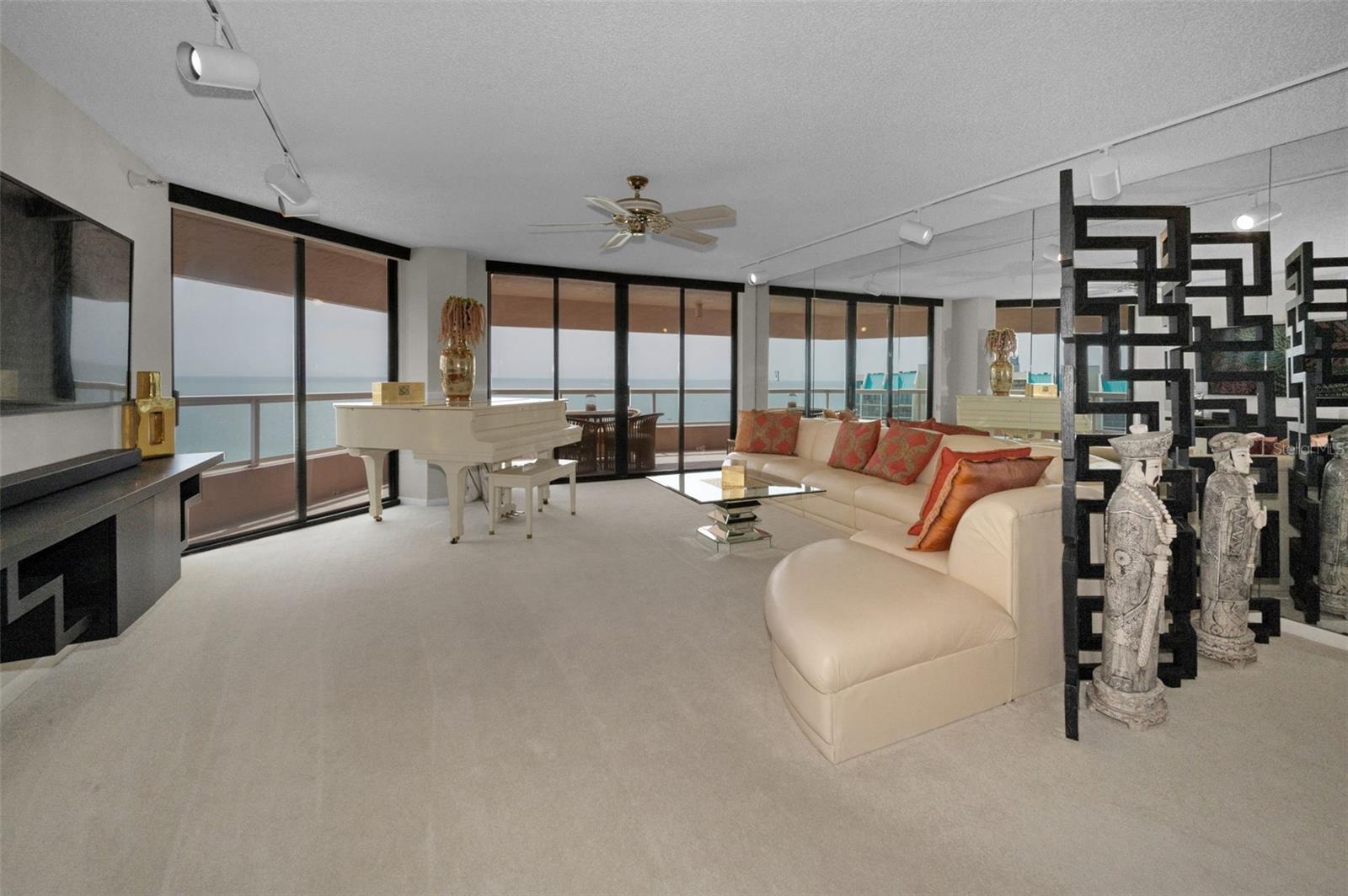 Great Room.  Gulf front Grandeur Featuring Panoramic Aquamarine Seascape Views