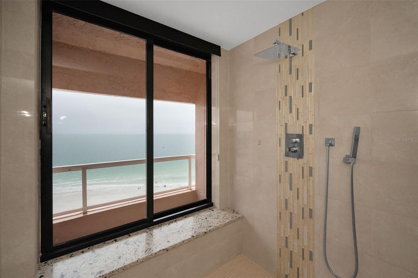 Master Bath Retreat with Spacious Walk In Shower, Imported Italian Marble Throughout.