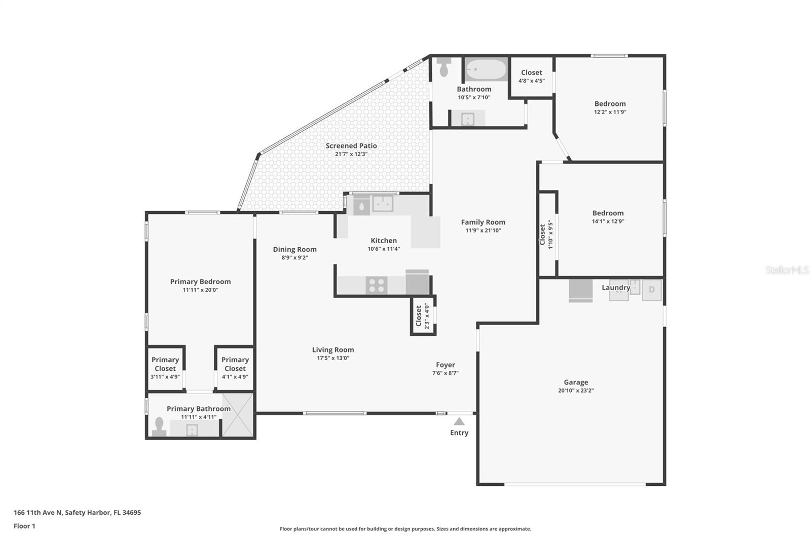 layout and approximate room dimensions