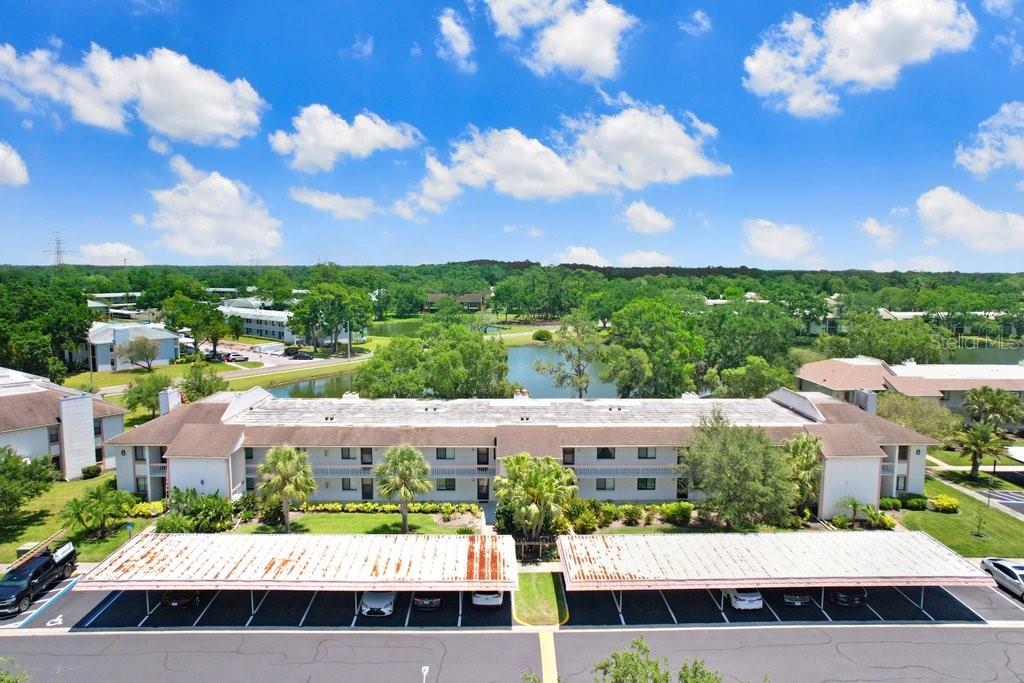 drone photo of the condo building