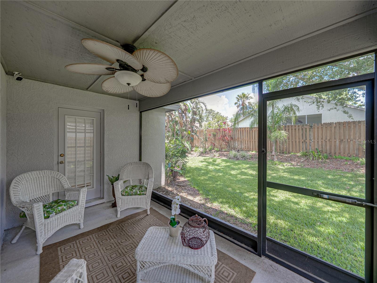 Screened Covered Lanai with Ceiling Fan