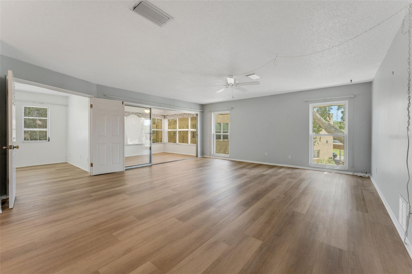 Living Room, Florida Room and 3rd Bedroom/Home Office