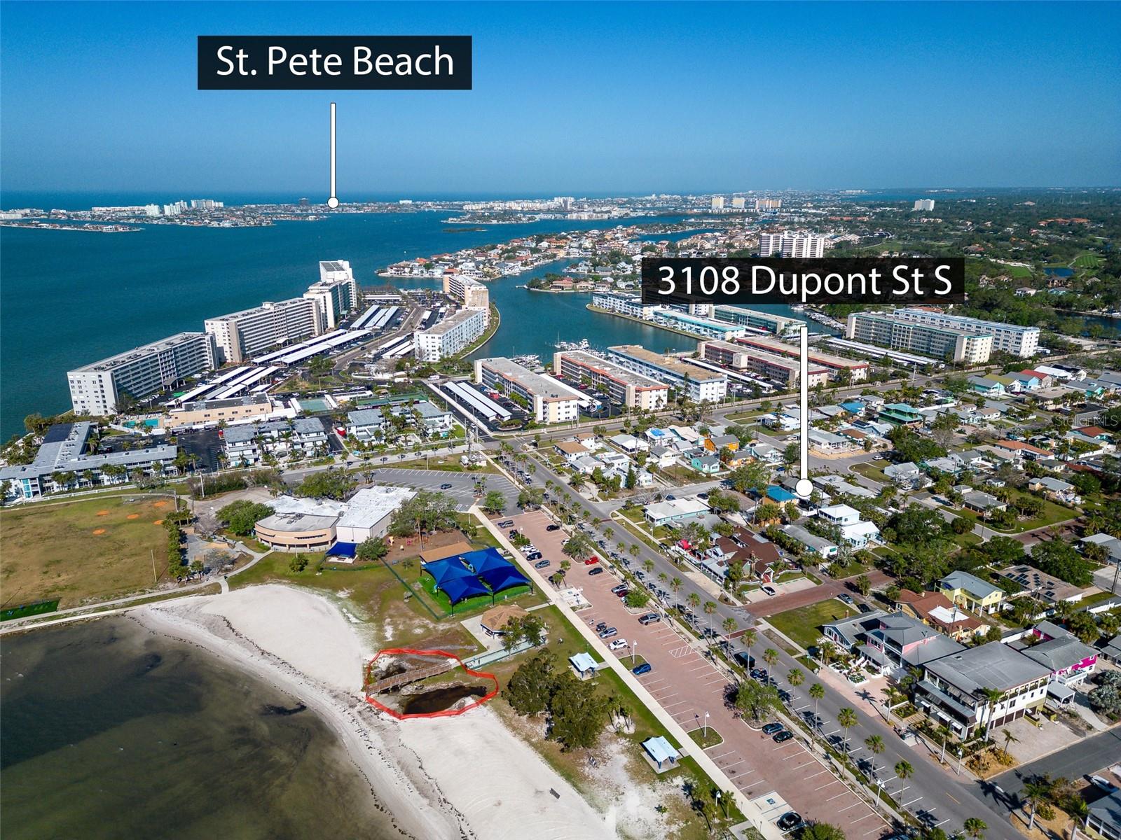 Aerial view with proximity to beach