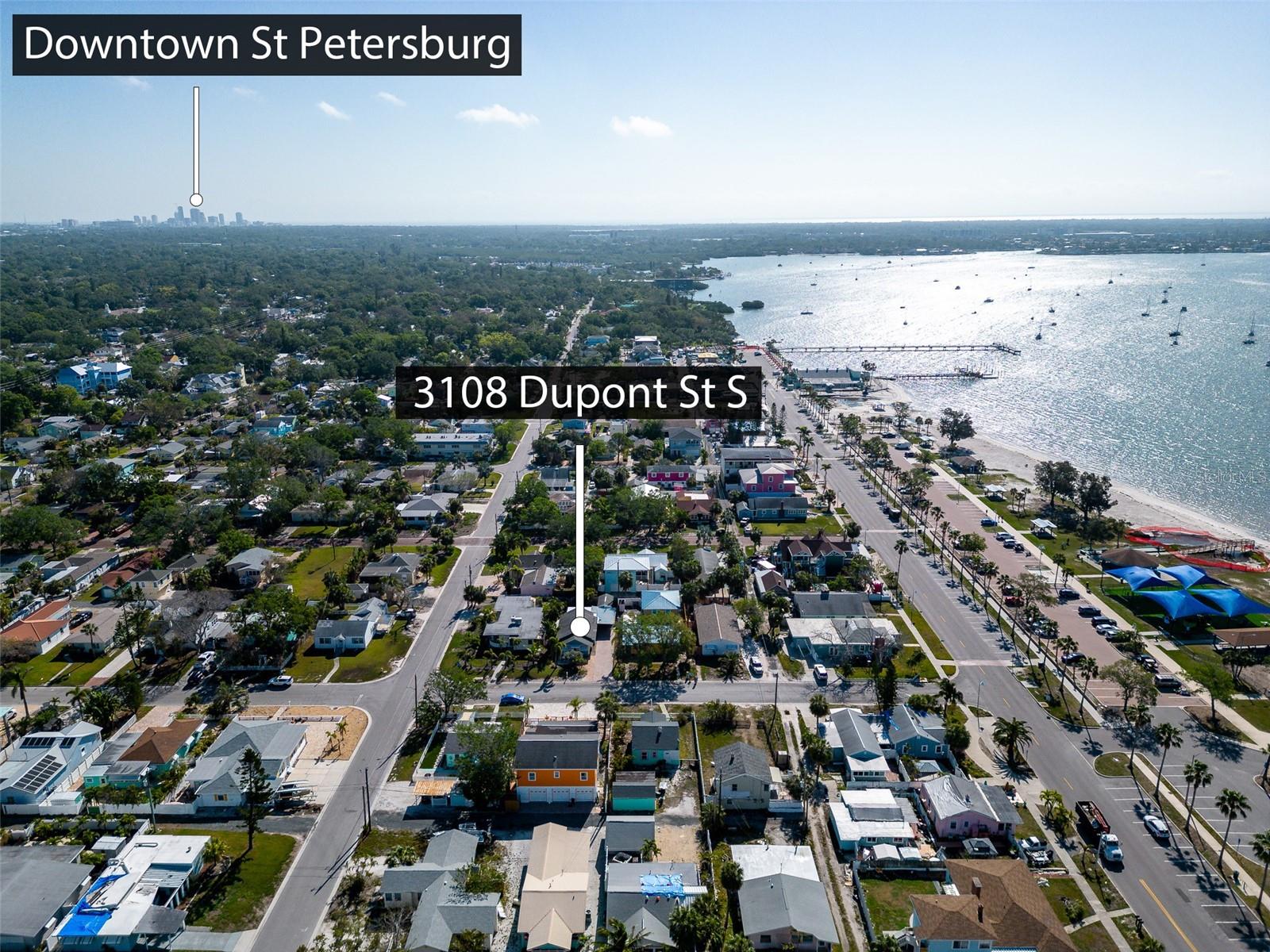 Aerial view with proximity to Downtown St. Pete