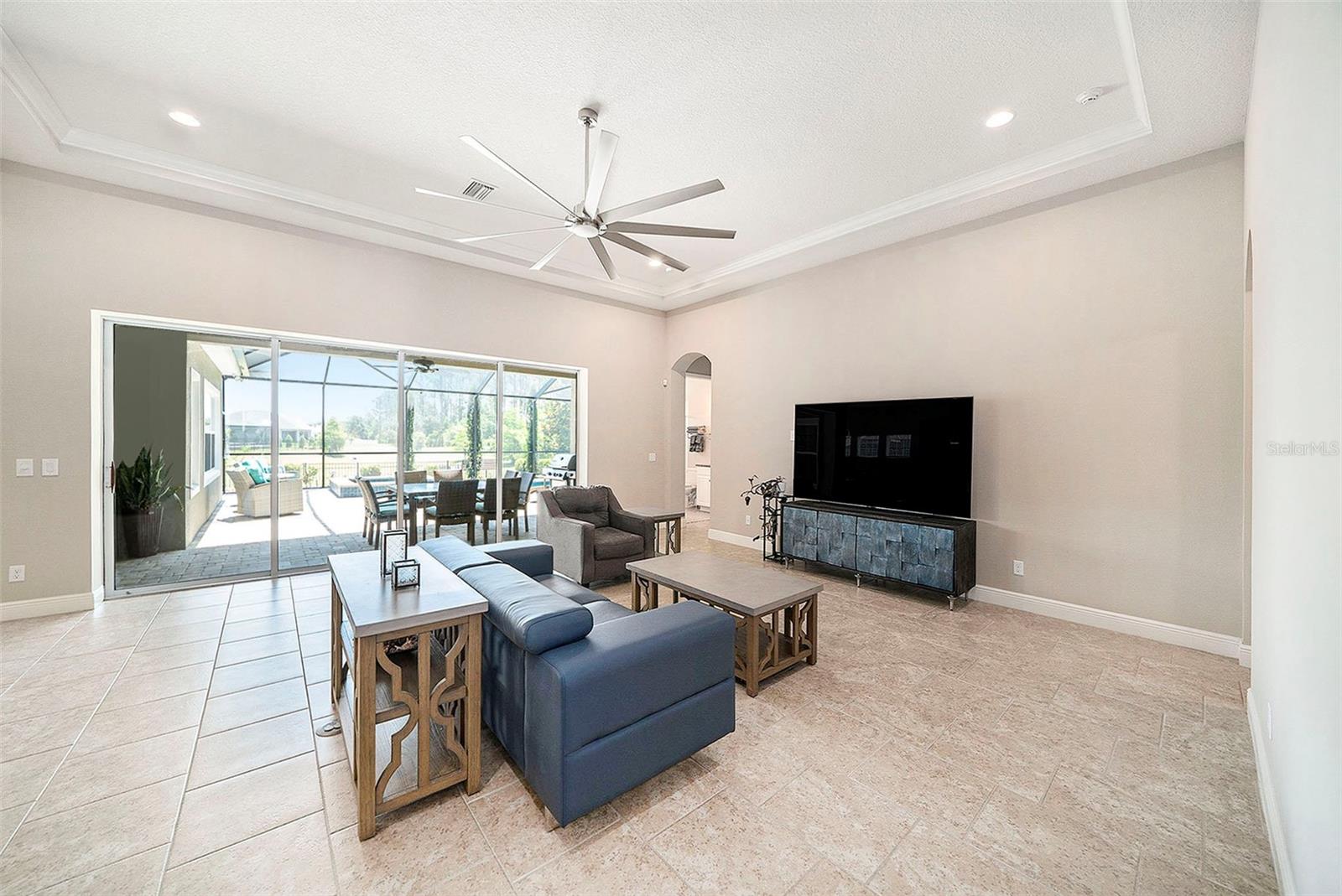 Living room with view of patio