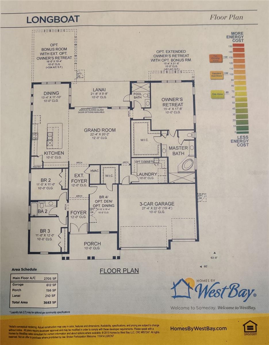 Original floor plan from Homes by WestBay