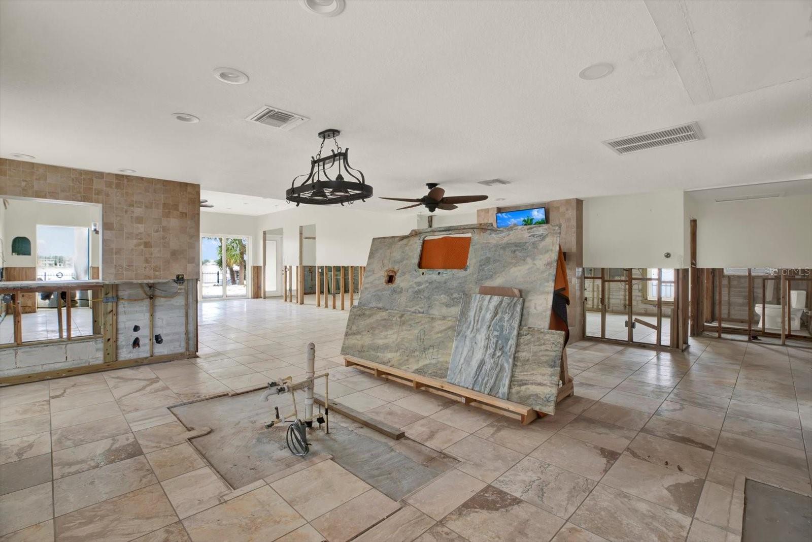 Granite counters waiting to be installed
