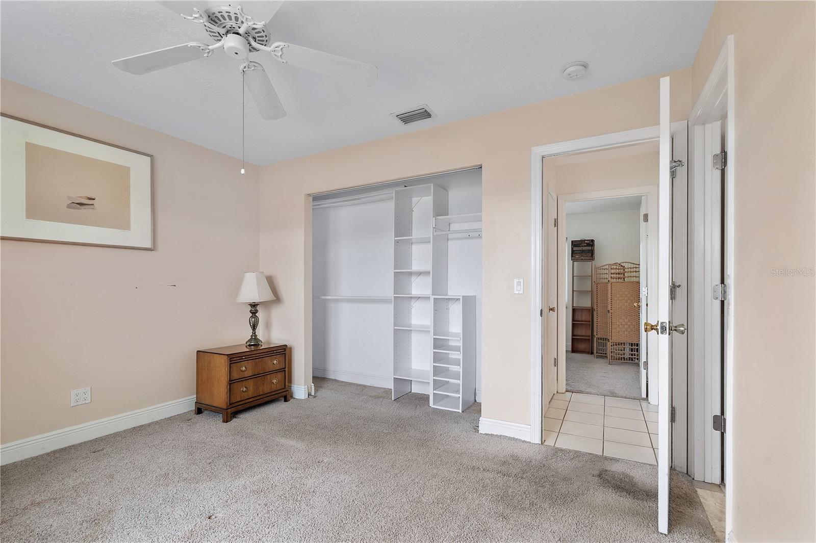 Primary bedroom with closet organization system