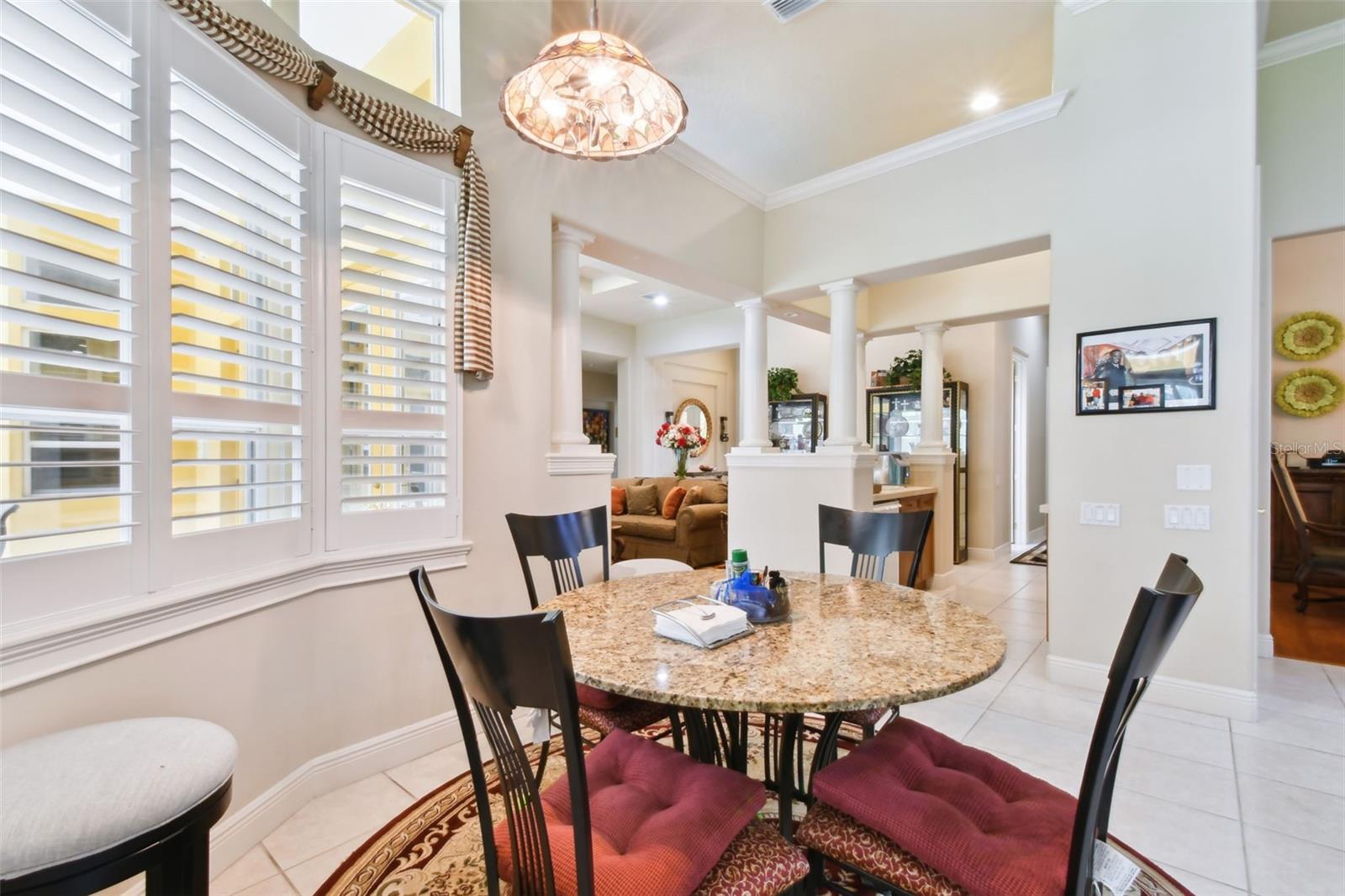 Breakfast nook with views towards the wet bar.