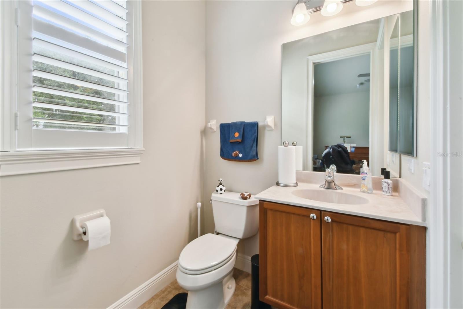 Half bath off the bonus/media room.