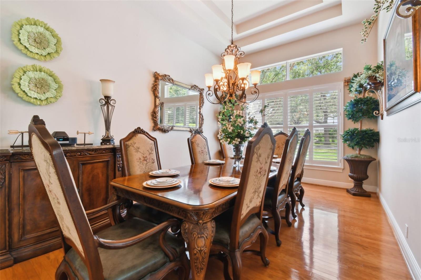 Dining room with enough room for a 12-seater table.