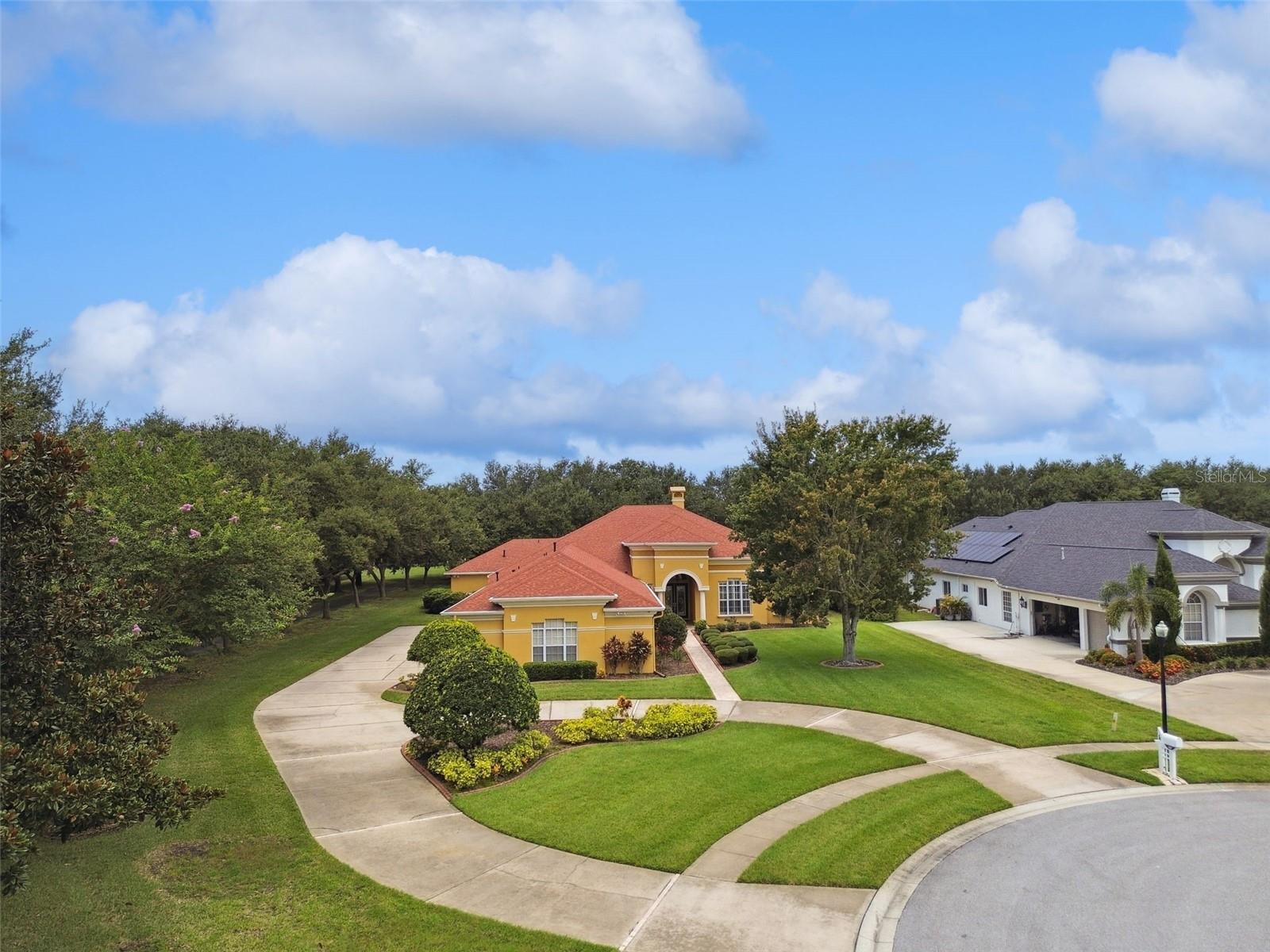 Aerial view with your semi-circle driveway.