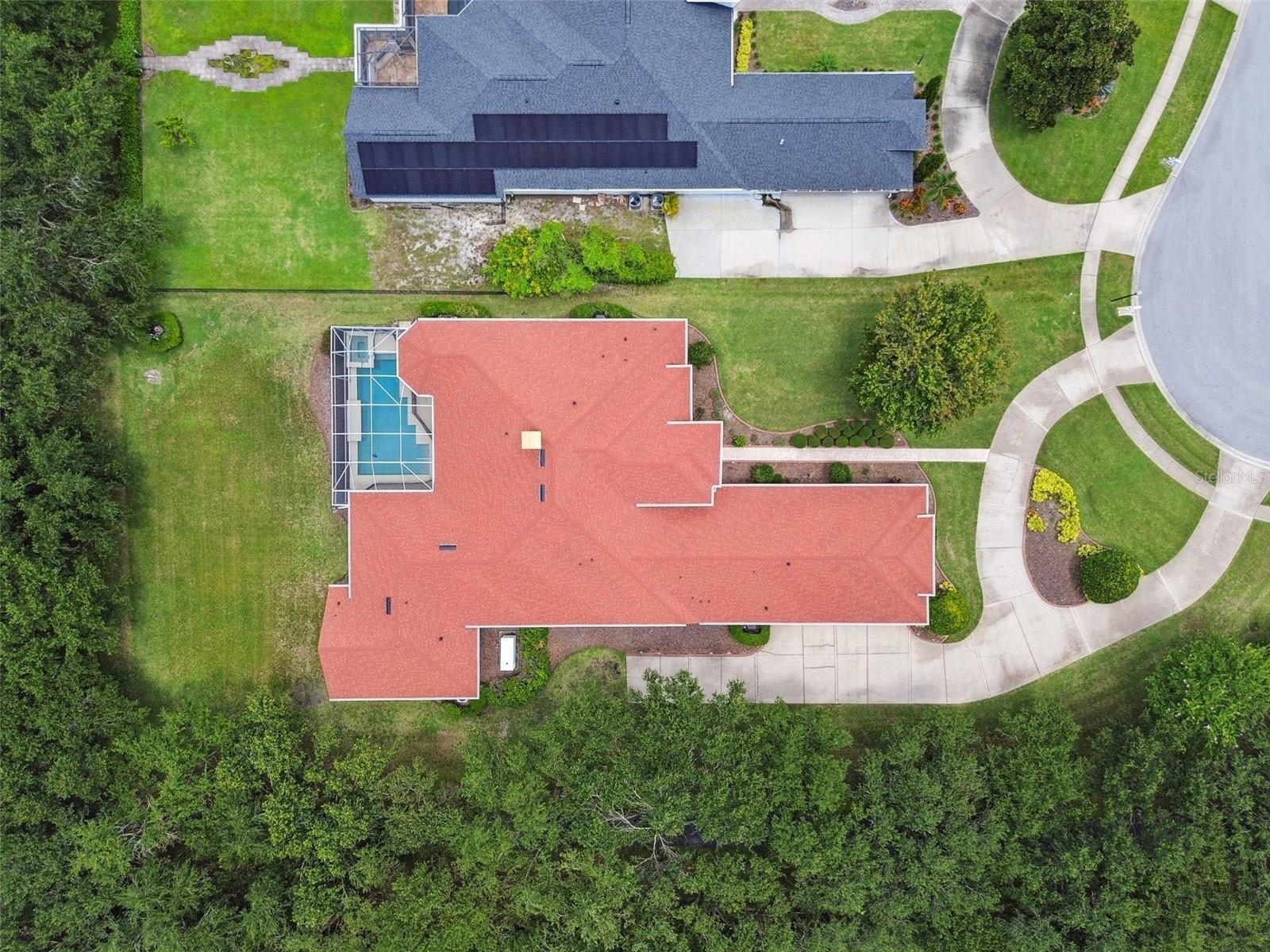 Aerial view from directly above the home.