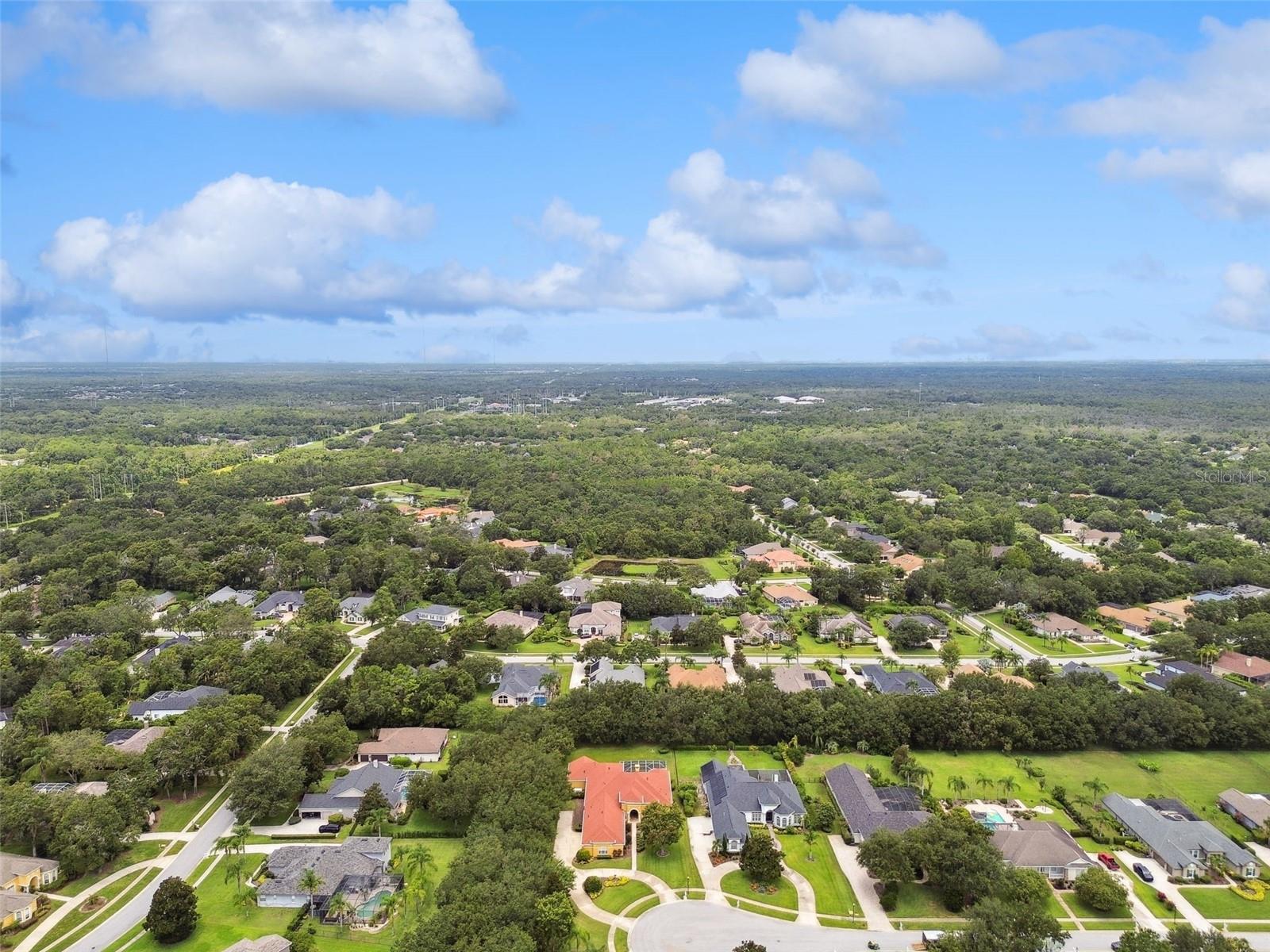 Aerial view from the East side of the home.