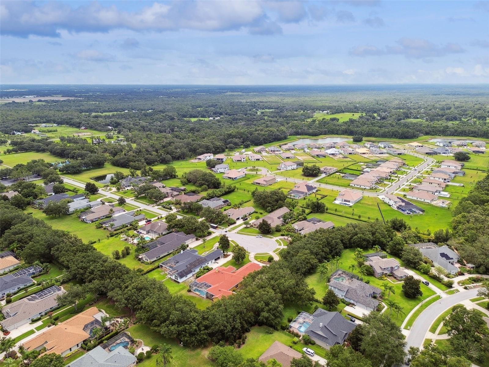 Aerial view from the West side of the home.