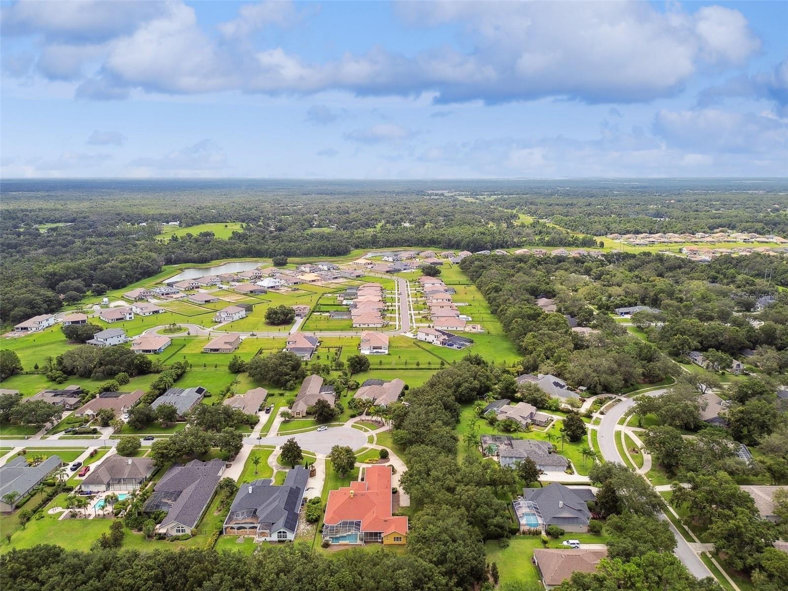 Aerial view from the West side of the home.