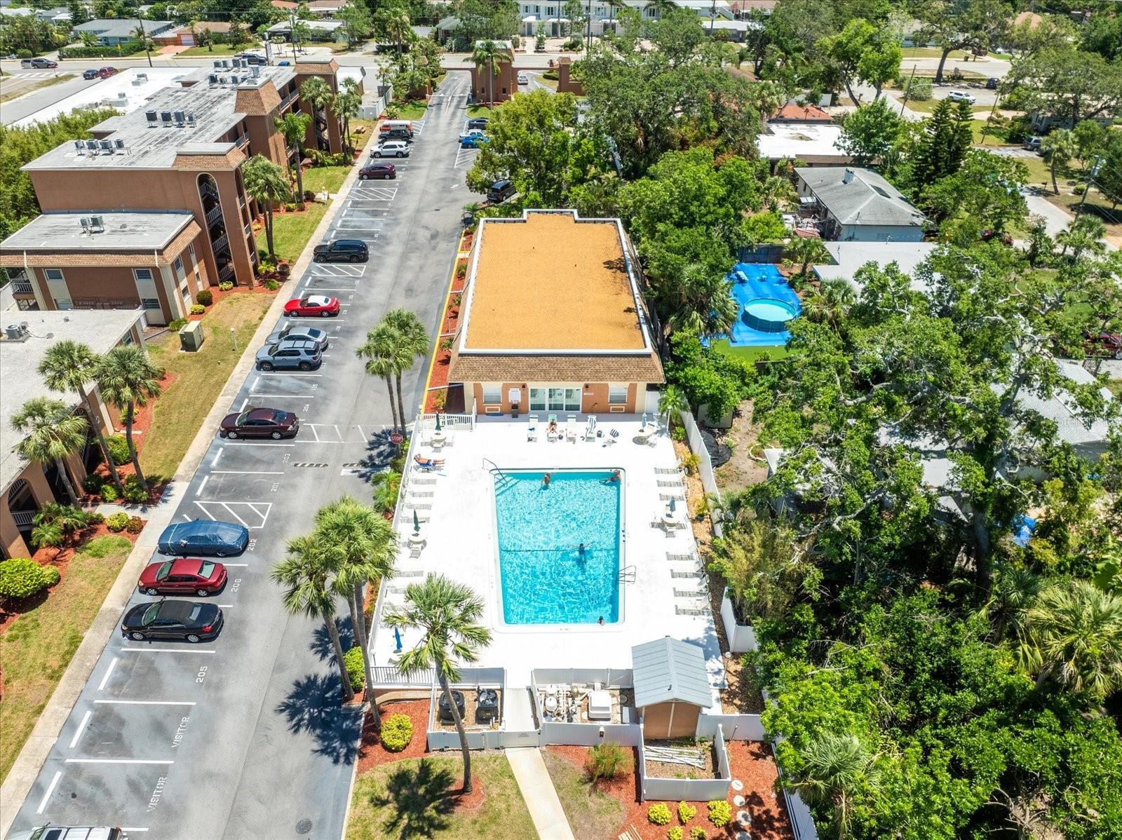 Cool off under the warm Florida sun in the nearby pool area.