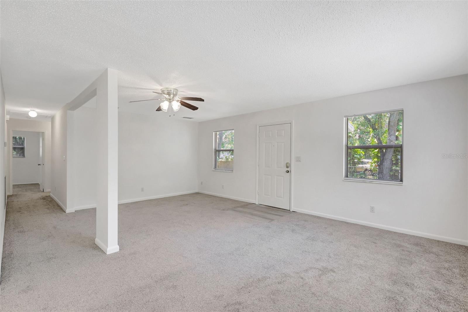 From Dining area, hall to bedrooms and front door.