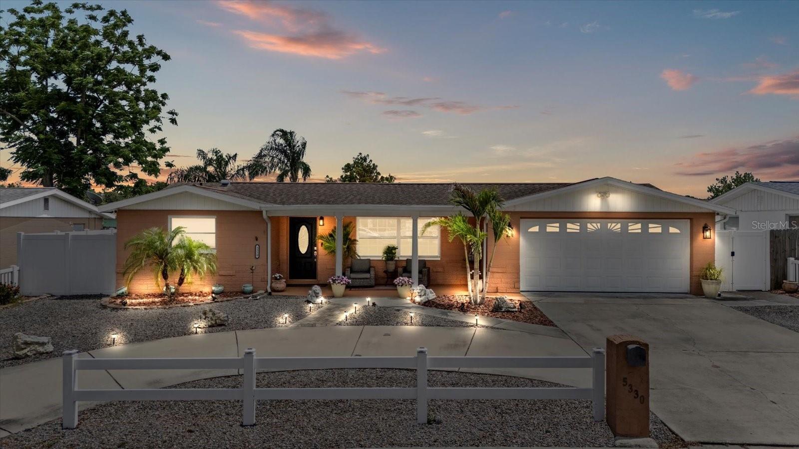 Solar lighting accents front yard