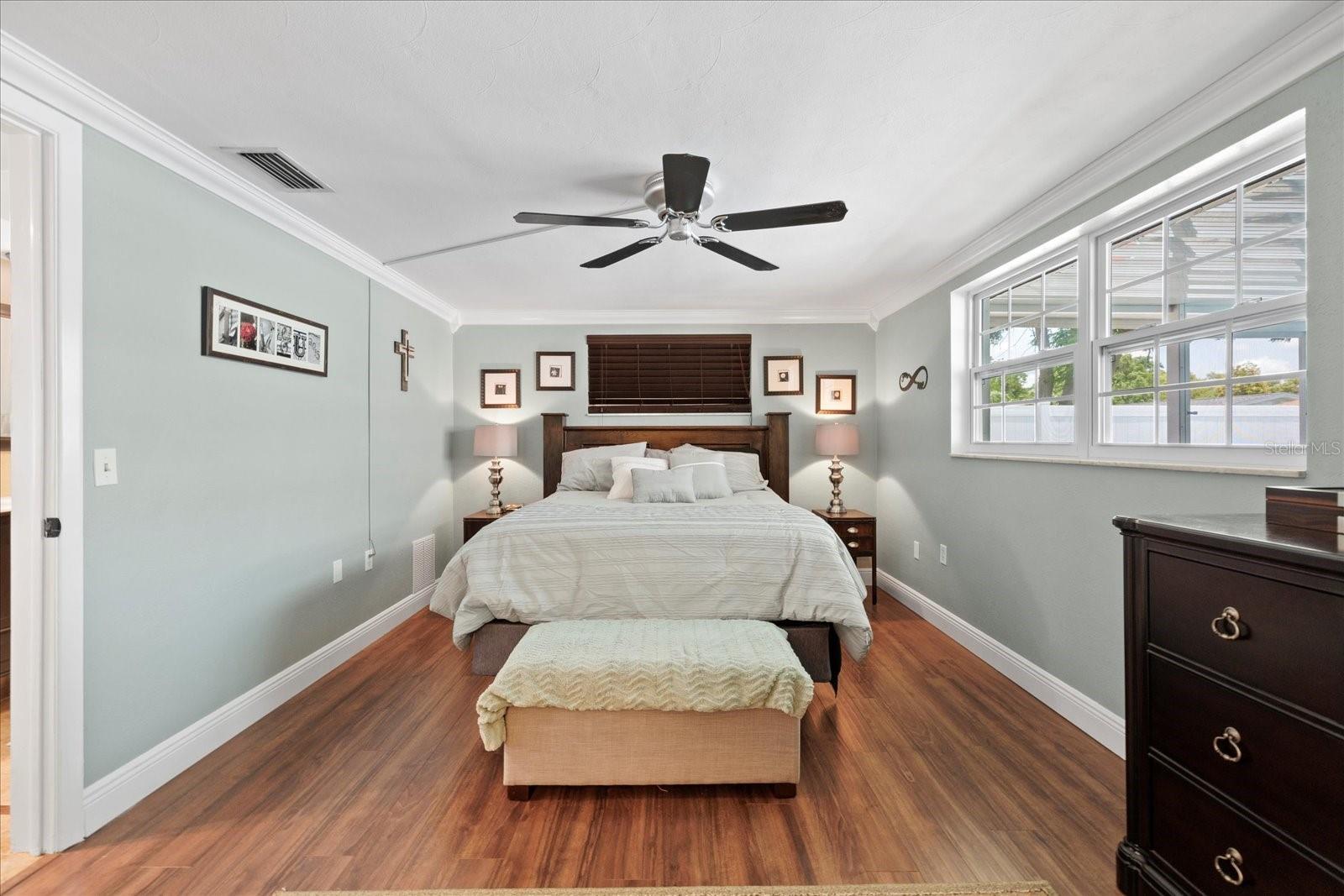 Primary bedroom with updated windows
