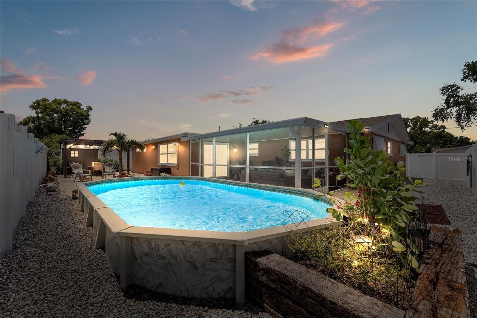 Lights in pool area for evening swims