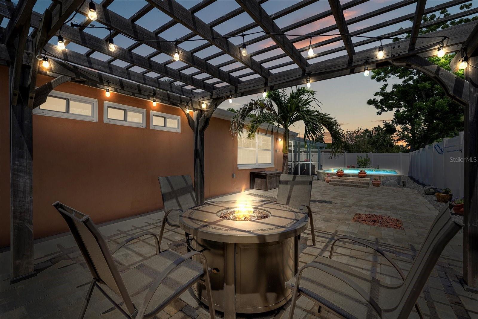 Firepit under pergola