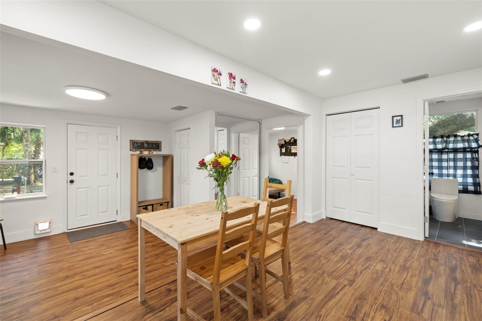 Eat in area separates the kitchen from the living room.