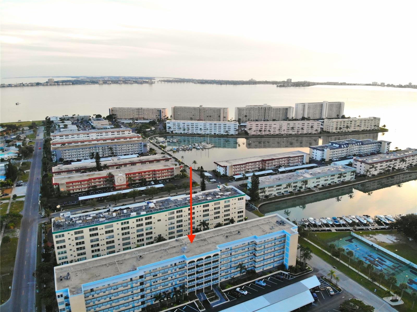 Town Shores Aerial View Showing the Location Of the Kenmore Building.