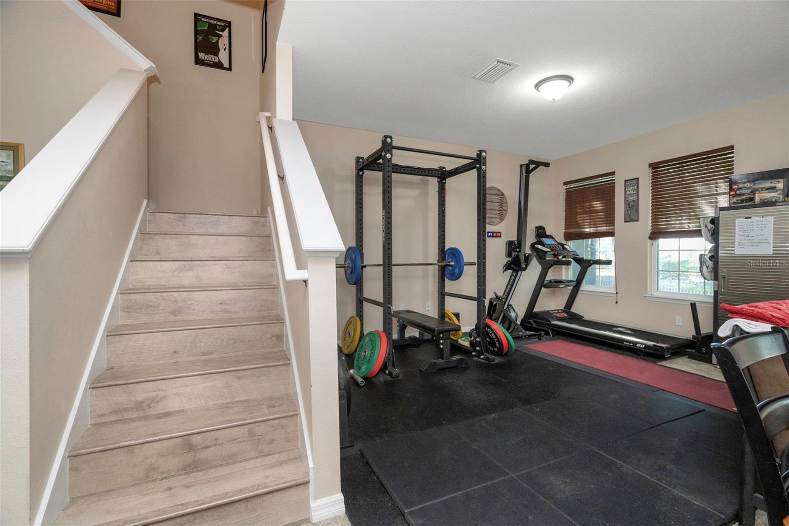 living room is currently a workout room