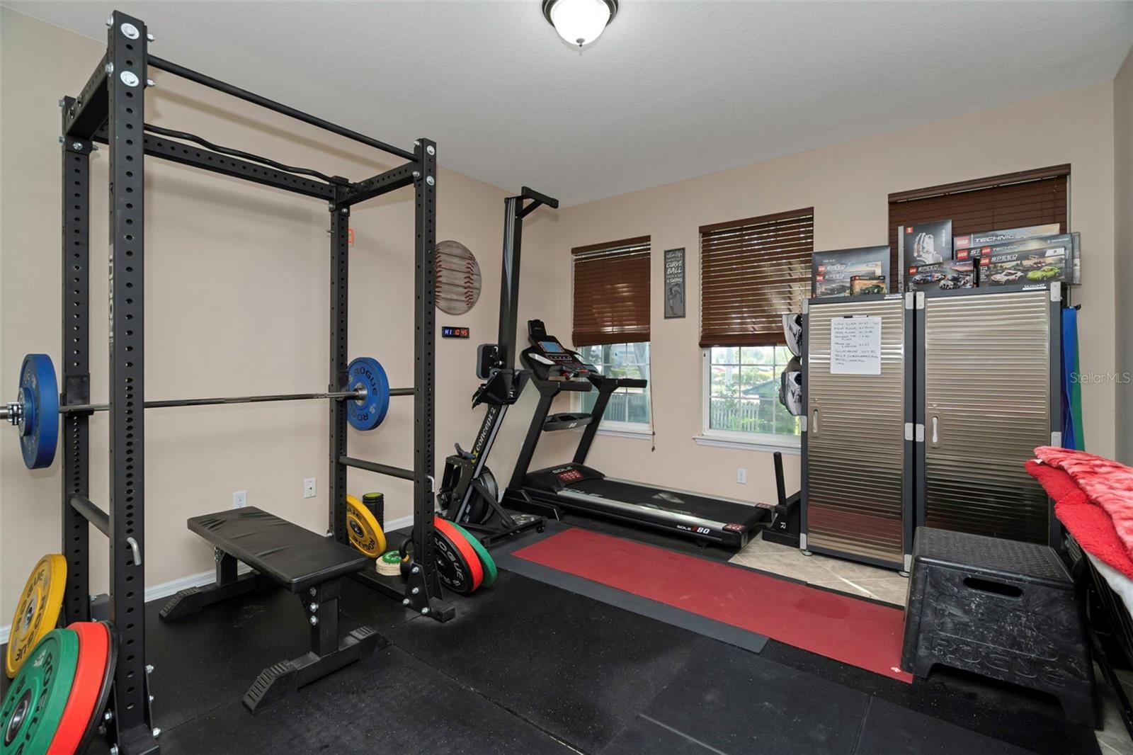 livingroom is currently a workout room