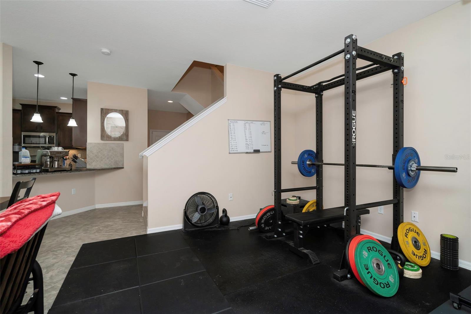 livingroom is currently a workout room
